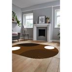 Evdeya Baskılı Kaymaz Taban Yıkanabilir Oval Koridor Halısı Mutfak Halısı Salon Halısı O-MODERN-52, Kahverengi, 80 x 150