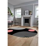 Evdeya Baskılı Kaymaz Taban Yıkanabilir Oval Koridor Halısı Mutfak Halısı Salon Halısı O-MODERN-52, Pembe, 120 x 250
