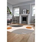 Evdeya Baskılı Kaymaz Taban Yıkanabilir Oval Koridor Halısı Mutfak Halısı Salon Halısı O-MODERN-52, Turuncu, 80 x 300