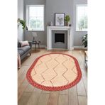 Evdeya Baskılı Kaymaz Taban Yıkanabilir Sade Kilim Desen Oval Yolluk Salon Halısı O-SADE-17, Kırmızı, 120 x 180