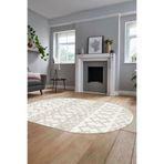 Evdeya Baskılı Kaymaz Taban Yıkanabilir Şık Oval Koridor Halısı Mutfak Halısı Salon Halısı O-MODERN-56, Krem Rengi, 80 x 200