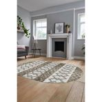 Evdeya Baskılı Kaymaz Taban Yıkanabilir Şık Oval Koridor Halısı Mutfak Halısı Salon Halısı O-MODERN-56, Vizon, 60 x 150