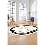 Evdeya Baskılı Kaymaz Taban Yıkanabilir Zarif Mermer Desenli Oval Mutfak Yolluk Salon Halısı O-MERMER-07, Beyaz, 100 x 300