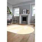 Evdeya Baskılı Kaymaz Yıkanabilir Modern Oval Koridor Halısı Mutfak Halısı Salon Halısı O-MODERN-54, Bej, 100 x 200