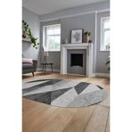 Evdeya Baskılı Kaymaz Yıkanabilir Modern Oval Koridor Halısı Mutfak Halısı Salon Halısı O-MODERN-54, Gri, 80 x 250