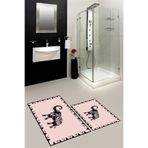 Evdeya Baskılı Yıkanabilir Kaymaz Fil Desenli İkili Banyo Halısı Paspas Klozet Takımı KLOZET-32, Pembe, 60 x 100