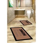 Evdeya Baskılı Yıkanabilir Kaymaz Home Yazılı İkili Banyo Halısı Paspas Klozet Takımı KLOZET-13, Kahverengi, 60 x 100