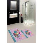 Evdeya Baskılı Yıkanabilir Kaymaz Renkli Fil Desenli İkili Banyo Halısı Paspas Klozet Takımı KLOZET-31, Pembe, 60 x 100