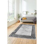 Evdeya Çerçeve Desen Dijital Baskılı Kaymaz Taban Yıkanabilir Yolluk Mutfak Salon Halısı ÇERÇEVELİ-32, Beyaz, 160 x 250