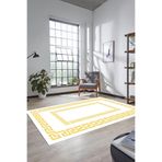 Evdeya Çerçeve Desen Dijital Baskılı Kaymaz Taban Yıkanabilir Yolluk Mutfak Salon Halısı ÇERÇEVELİ-47, Beyaz, 120 x 180