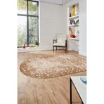 Evdeya Dijital Baskı Kaymaz Taban Yıkanabilir Sade 3D Oval Yolluk Koridor Salon Halısı O-SADE-48, Kahverengi, 160 x 230