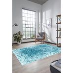 Evdeya Dijital Baskı Kaymaz Taban Yıkanabilir Sade 3D Yolluk Mutfak Koridor Salon Halısı SADE-48, Mavi, 180 x 300