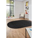 Evdeya Dijital Baskı Kaymaz Taban Yıkanabilir Sade Desen Oval Yolluk Koridor Salon Halısı O-SADE-47, Antrasit, 100 x 150