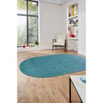 Evdeya Dijital Baskı Kaymaz Taban Yıkanabilir Sade Desen Oval Yolluk Koridor Salon Halısı O-SADE-47, Mavi, 60 x 100