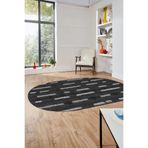Evdeya Dijital Baskı Kaymaz Taban Yıkanabilir Sade Düz Oval Yolluk Koridor Salon Halısı O-SADE-49, Antrasit, 60 x 100