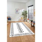 Evdeya Dijital Baskılı Kaymaz Taban Yıkanabilir İskandinav Yolluk Mutfak Salon Halısı İSKANDİNAV-03, Beyaz, 100 x 300