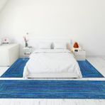 Evdeya Dijital Baskılı Kaymaz Taban Yıkanabilir Jüt Hasır Desen Üçlü Yatak Odası Takımı, Jüt-05-Mavi, - 80 x 600 cm