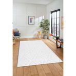 Evdeya Dijital Baskılı Kaymaz Taban Yıkanabilir Kilim Desen Yolluk Mutfak Salon Halısı SADE-02, Beyaz, 180 x 280
