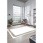 Evdeya Dijital Baskılı Kaymaz Taban Yıkanabilir Modern Sade Çerçeveli Yolluk Salon Halısı ÇERÇEVELİ-45, Beyaz, 180 x 280