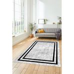 Evdeya Dijital Baskılı Kaymaz Taban Yıkanabilir Sade Çerçeveli Yolluk Mutfak Salon Halısı ÇERÇEVELİ-30, Beyaz, 40 x 60