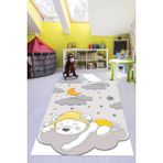 Evdeya Dijital Baskılı Kaymaz Yıkanabilir Sevimli Ayıcık Desen Çocuk Odası Halısı, Çocuk-34-Gri, - 120 x 250 cm
