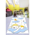 Evdeya Dijital Baskılı Kaymaz Yıkanabilir Sevimli Ayıcık Desen Çocuk Odası Halısı, Çocuk-34-Mavi, - 120 x 180 cm