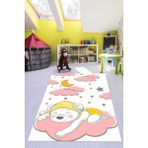 Evdeya Dijital Baskılı Kaymaz Yıkanabilir Sevimli Ayıcık Desen Çocuk Odası Halısı, Çocuk-34-Pembe, - 100 x 250 cm
