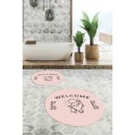 Evdeya Dijital Baskılı Modern Yıkanabilir Ikili Yuvarlak Banyo Halısı Paspas, Klozet-11-Pembe,