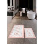 Evdeya Dijital Baskılı Mozaik Desenli Bath Yazılı Ikili Banyo Paspası, Klozet-7-Pembe,