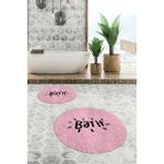 Evdeya Dijital Baskılı Yıkanabilir Bath Yazılı Ikili Yuvarlak Banyo Halısı Paspas, Klozet-09-Pembe,