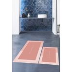Evdeya Dijital Baskılı Yıkanabilir Bathroom Yazılı Ikili Banyo Paspası, Klozet-1-Pembe,