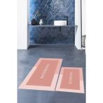 Evdeya Dijital Baskılı Yıkanabilir Bathroom Yazılı Ikili Banyo Paspası, Klozet-2-Pembe,