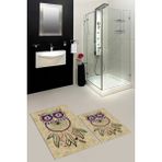 Evdeya Dijital Baskılı Yıkanabilir Baykuş Desenli Ikili Banyo Halısı Paspas, Klozet-35-Kahve, - Kahverengi