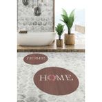 Evdeya Dijital Baskılı Yıkanabilir Çiçekli Home Yazılı Ikili Yuvarlak Banyo Halısı Paspas, Klozet-12-Kahve, - Kahverengi