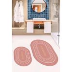 Evdeya Dijital Baskılı Yıkanabilir Desenli Bathroom Yazılı Oval Banyo Paspası, Klozet-05-Pembe,