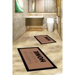 Evdeya Dijital Baskılı Yıkanabilir Home Yazılı Ikili Banyo Halısı Paspas, Klozet-13-Kahve, - Kahverengi