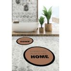 Evdeya Dijital Baskılı Yıkanabilir Home Yazılı Ikili Yuvarlak Banyo Halısı Paspas, Klozet-13-Kahve, - Kahverengi