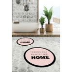 Evdeya Dijital Baskılı Yıkanabilir Home Yazılı Ikili Yuvarlak Banyo Halısı Paspas, Klozet-13-Pembe,