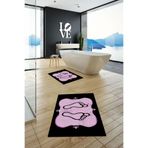 Evdeya Dijital Baskılı Yıkanabilir Kaymaz Modern Ayak İzi Desenli İkili Banyo Halısı Klozet Takımı KLOZET-20, Pembe, 40 x 60