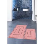 Evdeya Dijital Baskılı Yıkanabilir Kaymaz Sade Bathroom Yazılı Banyo Paspası Klozet Takımı KLOZET-4, Pembe, 40 x 60
