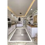 Evdeya Dijital Baskılı Yıkanabilir Kaymaz Taban Kitchen Yazılı Çerçeveli Yolluk Mutfak Halısı MUTFAK-02, Beyaz, 40 x 60