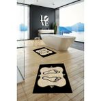 Evdeya Dijital Baskılı Yıkanabilir Modern Ayak Izi Desenli Ikili Banyo Halısı, Klozet-20-Gold,