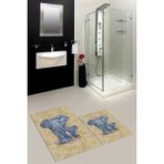 Evdeya Dijital Baskılı Yıkanabilir Modern Fil Desenli Ikili Banyo Halısı Paspas, Klozet-33-Kahve, - Kahverengi