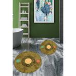Evdeya Dijital Baskılı Yıkanabilir Modern Ikili Banyo Halısı Paspas Yuvarlak, Klozet-49-Kahve, - Kahverengi