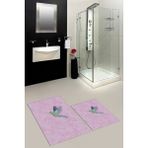 Evdeya Dijital Baskılı Yıkanabilir Modern Kuş Desenli Ikili Banyo Halısı Paspas, Klozet-36-Pembe,