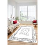 Evdeya Dijital İnce Kaymaz Taban Yıkanabilir İskandinav Desen Mutfak Yolluk Salon Halısı İSKANDİNAV-09, Beyaz, 40 x 60