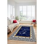 Evdeya Dijital Kaymaz Taban Yıkanabilir Mermer Desen Mutfak Yolluk Koridor Salon Halısı MERMER-10, Lacivert, 80 x 200
