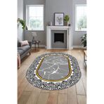 Evdeya Dijital Kaymaz Taban Yıkanabilir Mermer Desen Oval Mutfak Koridor Salon Halısı O-MERMER-10, Gri, 100 x 200