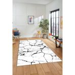 Evdeya Dijital Kaymaz Yıkanabilir Mermer Desen Mutfak Yolluk Salon Halısı MERMER-01, Beyaz, 160 x 250