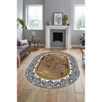 Evdeya Dijital Kaymaz Yıkanabilir Mermer Desen Oval Mutfak Koridor Salon Halısı O-MERMER-10, Kahverengi, 80 x 150